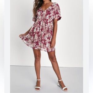 Lulus Ready to Adore Floral Printed Babydoll Mini Dress